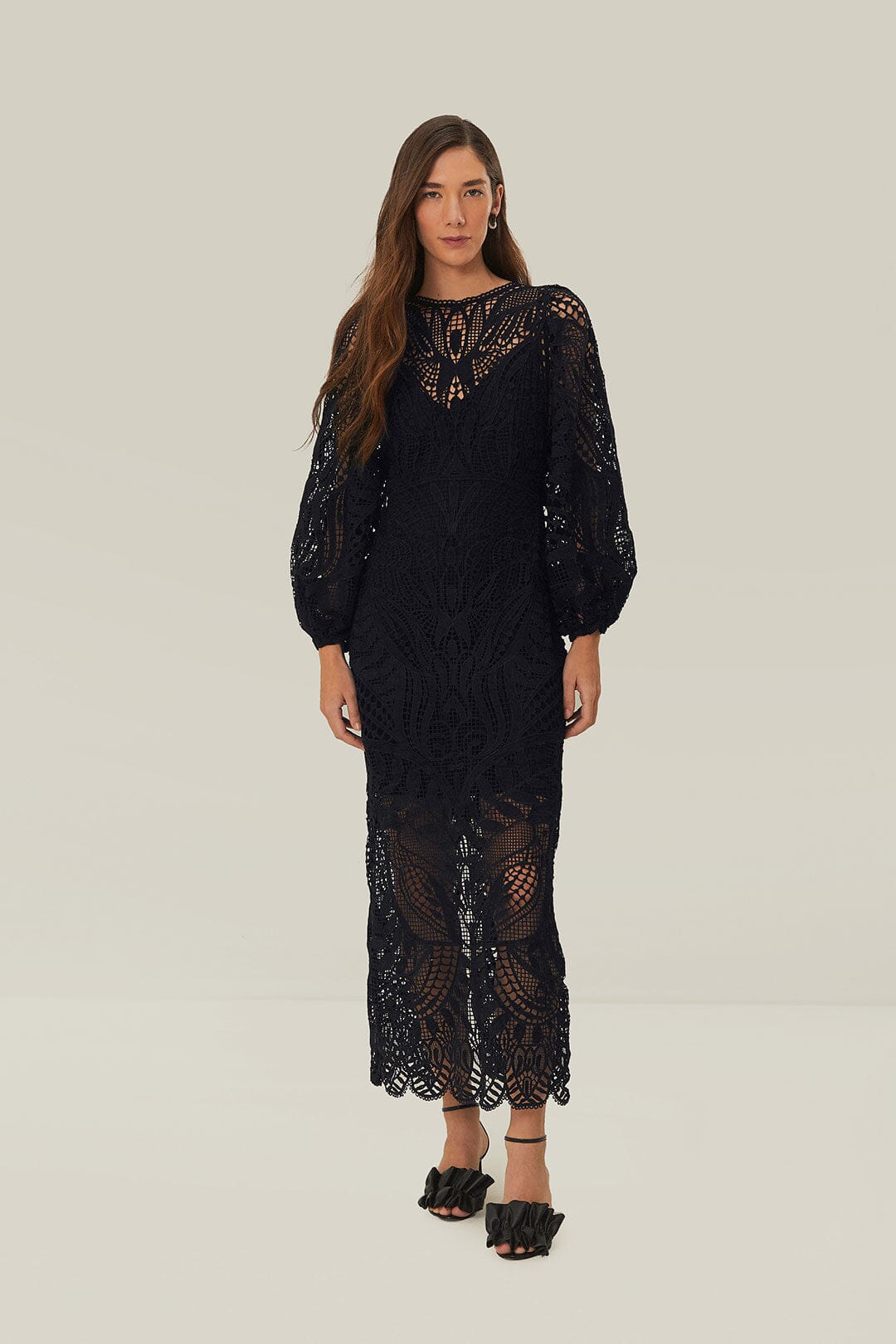 amilia geometric lace midi-dress Mia Crochet Lace Midi Dress main image 1