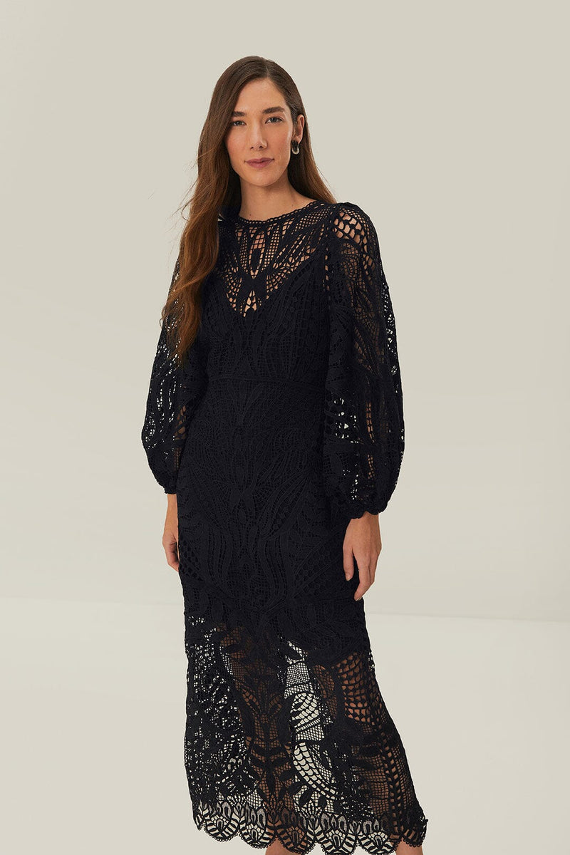 farm rio nature guipure midi dress Black Nature Guipure Midi Dress – Chic Streets
