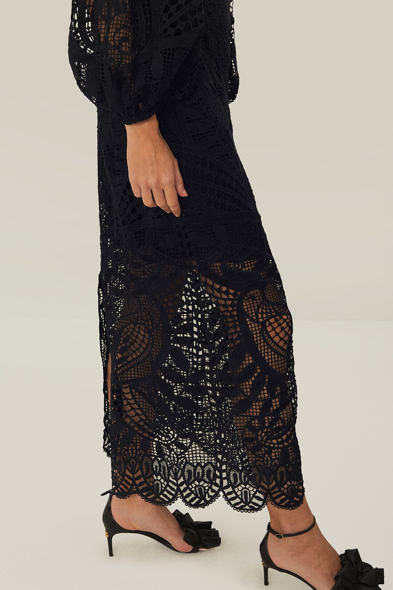 mango guipure midi dress Black Nature Guipure Midi Dress – Chic Streets