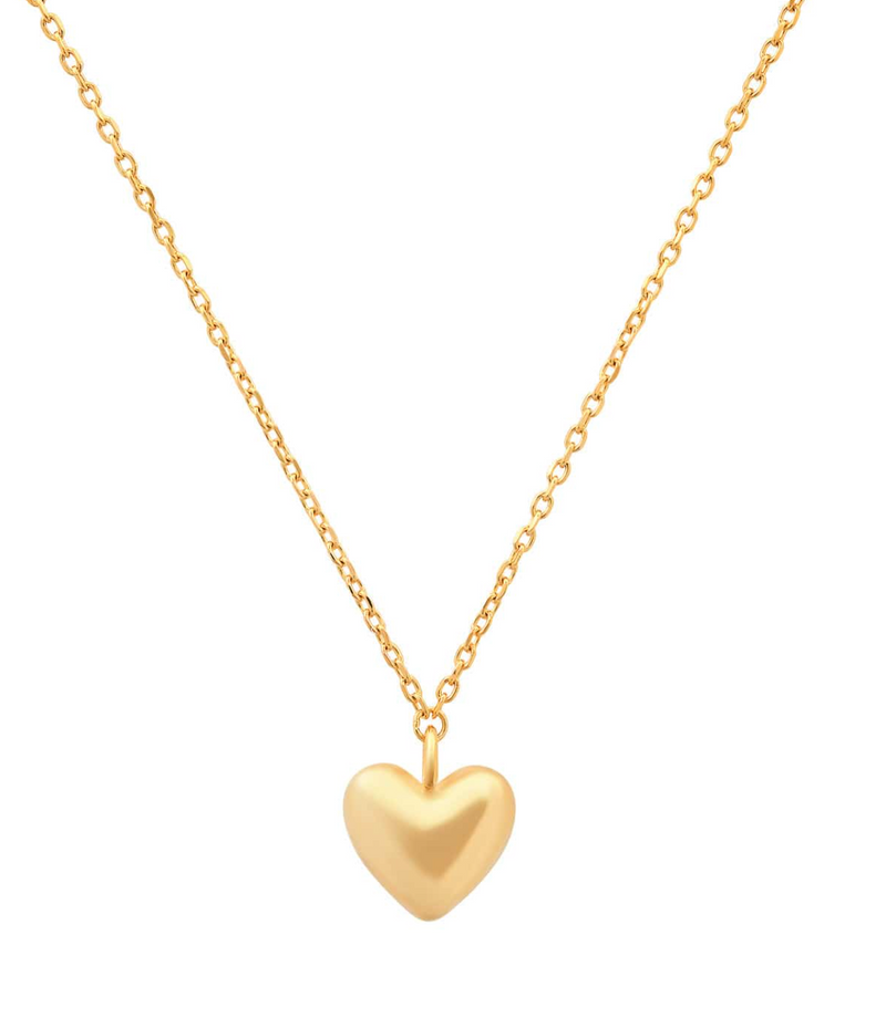 Gold Vermeil Puffed Heart Pendant Necklace
