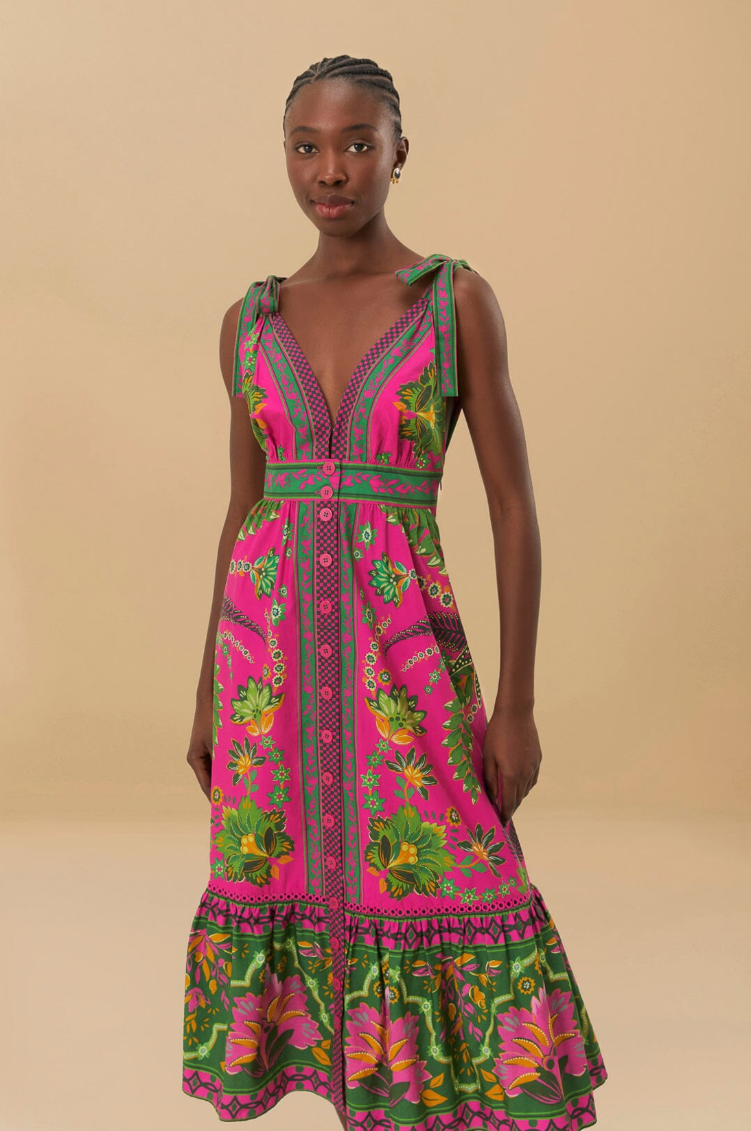 anacapri midi dress Ana Tapestry Pink Midi Dress – Chic Streets