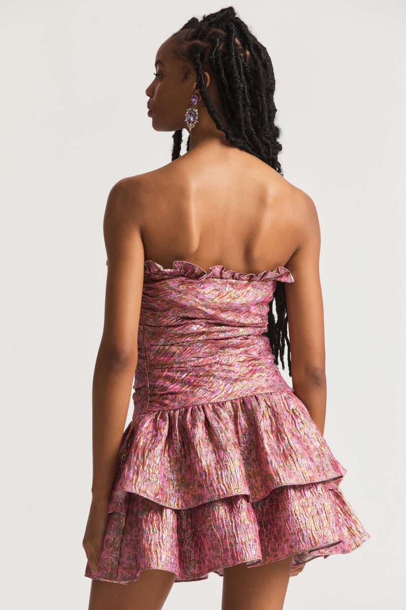 mini pink bubble dress Hot Pink Bubble Hem Sleeveless Pleated Mini Dress